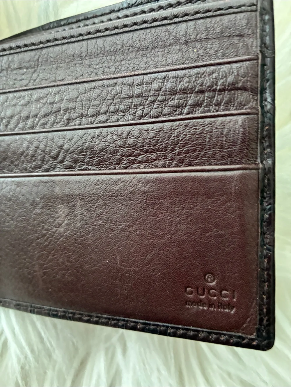 Gucci Dark Brown Embossed GG Leather Wallet with Silver Plaque